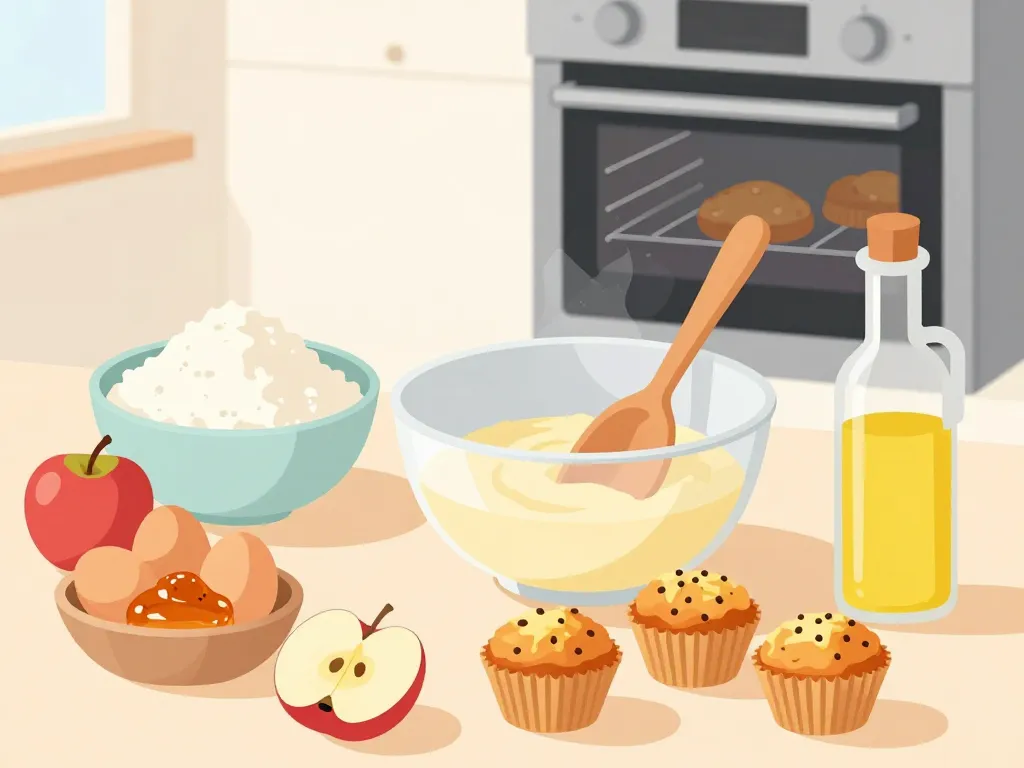 Préparation recette muffin compote de pomme avec ingrédients