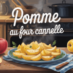 Recette pomme au four cannelle, illustration cosy et pommes dorées