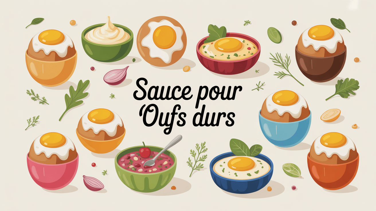 Illustration sauces pour oeufs durs en ramequins