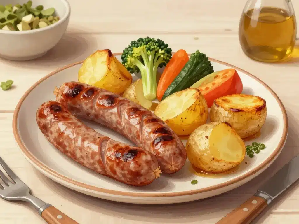 Saucisse de Toulouse accompagnement pommes de terre et légumes