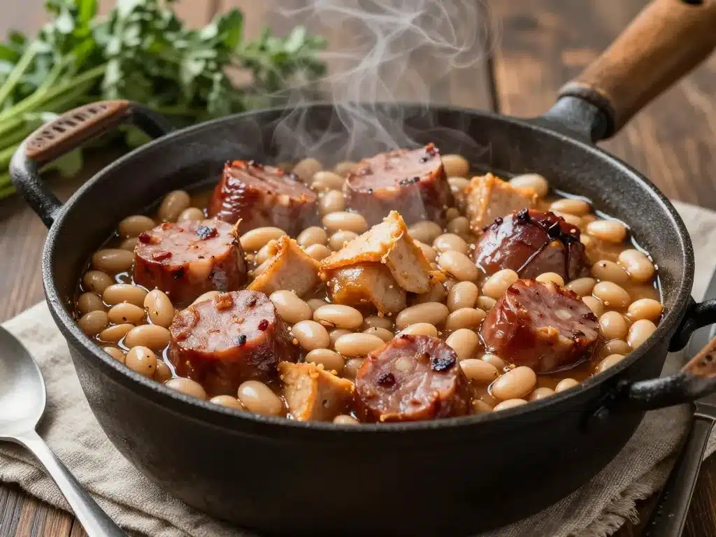 Cassoulet traditionnel saucisse de Toulouse accompagnement