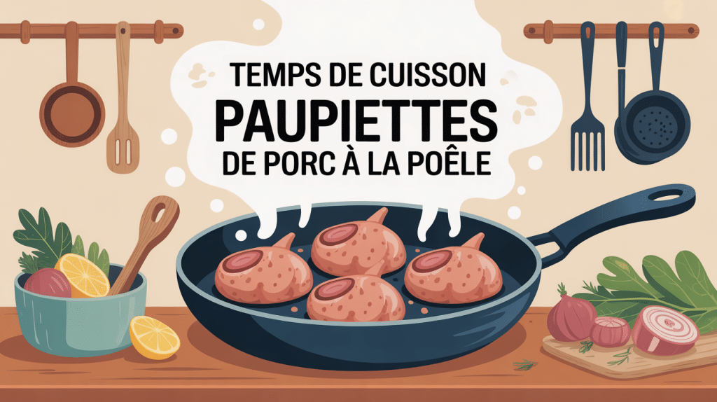 Temps de cuisson paupiettes de porc à la poêle, illustration vectorielle cuisine
