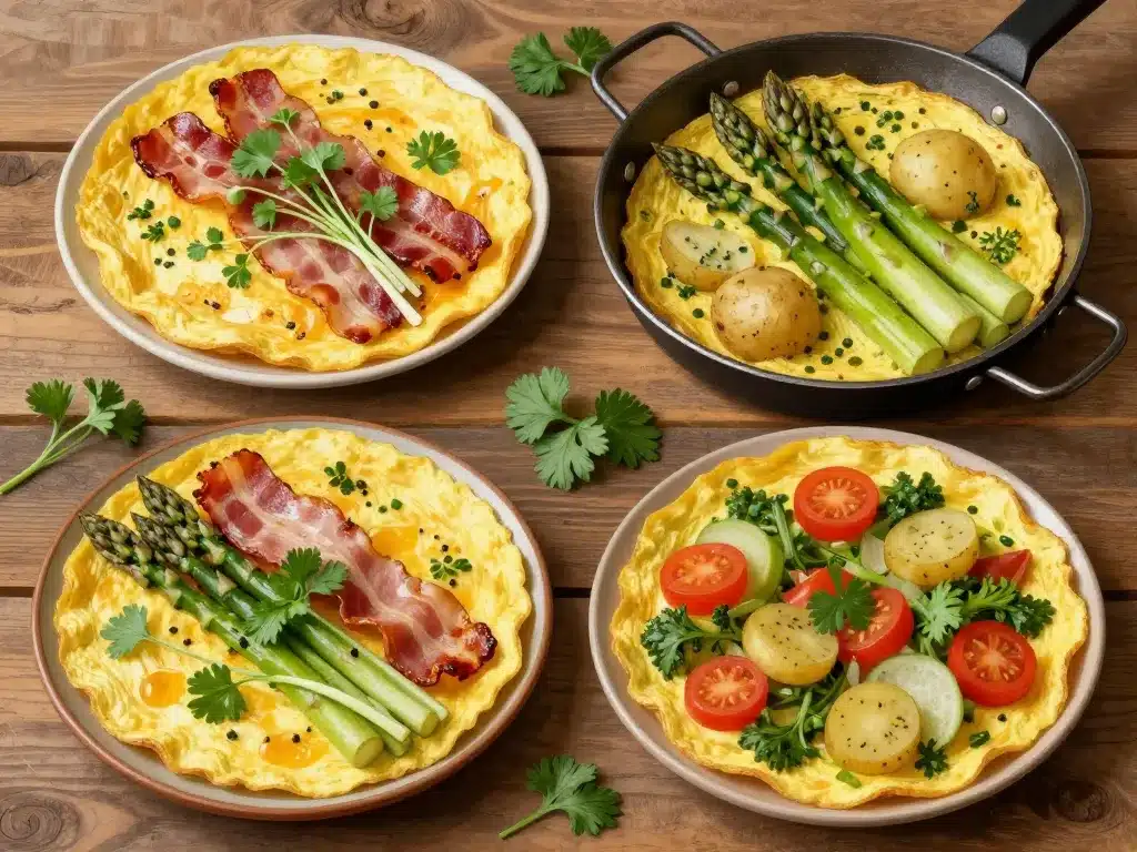 Assortiment de variantes omelette à l'aillet gourmandes