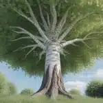 illustration d un bouleau avec ecorce blanche et feuillage leger