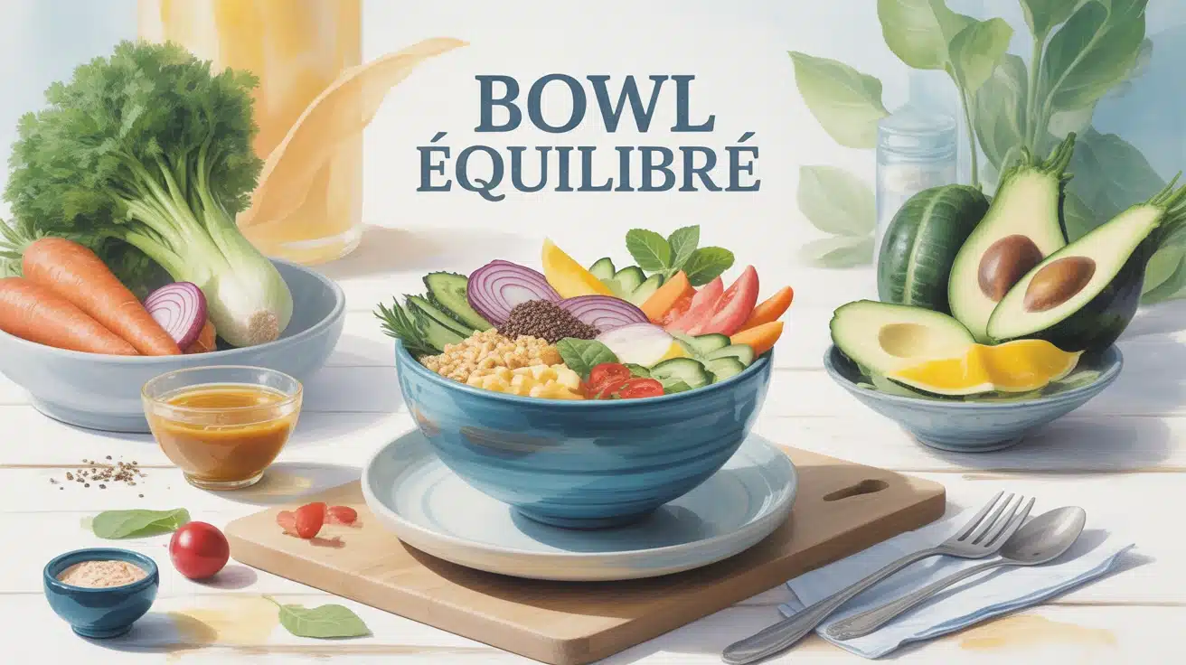 bowl équilibré sain et coloré en peinture numérique