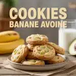 Assiette de cookies banane avoine avec bananes mûres et flocons d'avoine