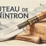 Couteau de Nontron traditionnel manche buis clair motifs pyrogravés