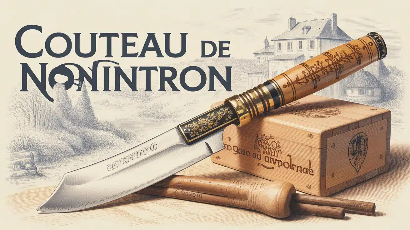 Couteau de Nontron traditionnel manche buis clair motifs pyrogravés
