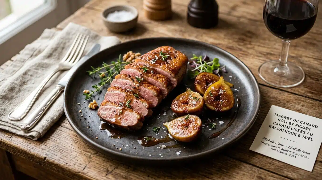 Magret de canard aux figues et miel