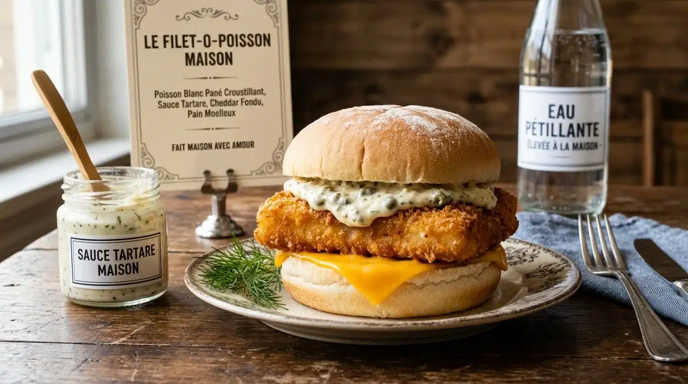 Sandwich façon Filet-O-Fish maison avec poisson pané, fromage fondu et sauce tartare