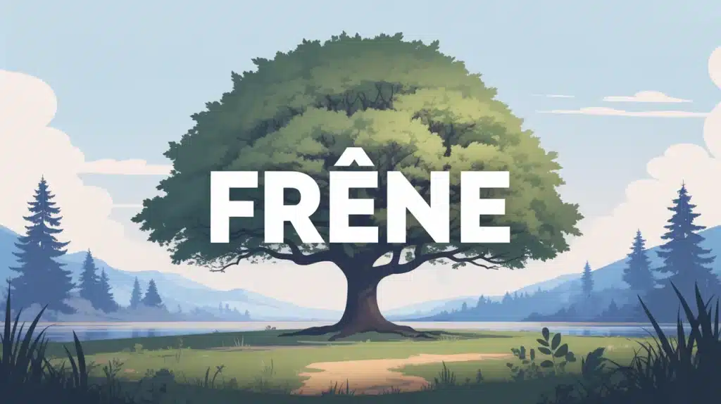 Illustration vectorielle d'un frêne majestueux en paysage naturel