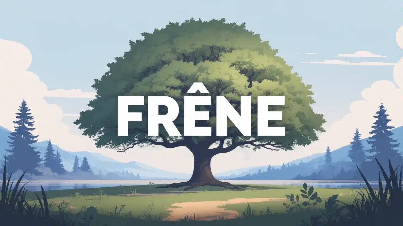 Illustration vectorielle d'un frêne majestueux en paysage naturel