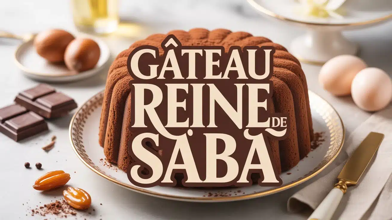 Gâteau Reine de Saba au chocolat fondant sur assiette élégante