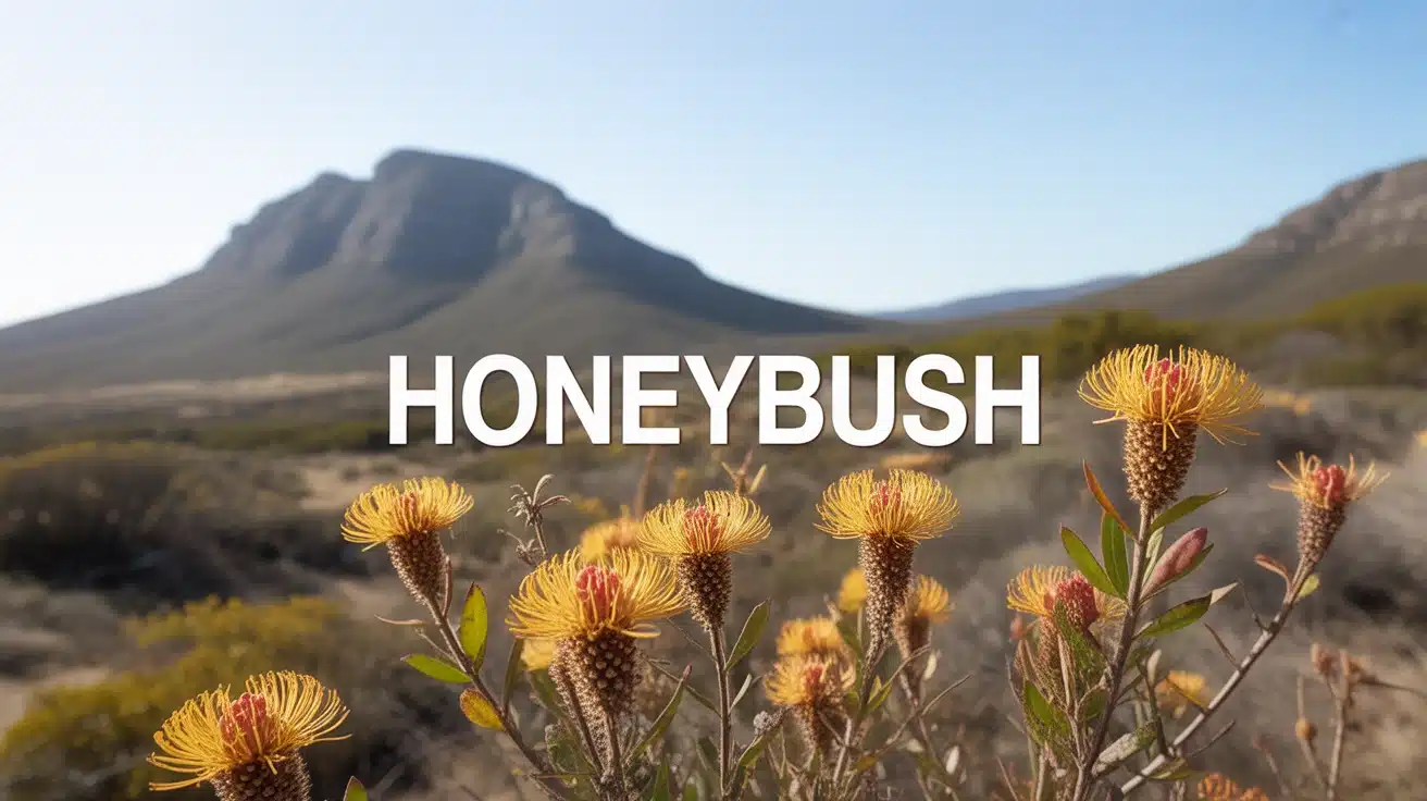 Illustration honeybush buissons fleurs jaunes fynbos