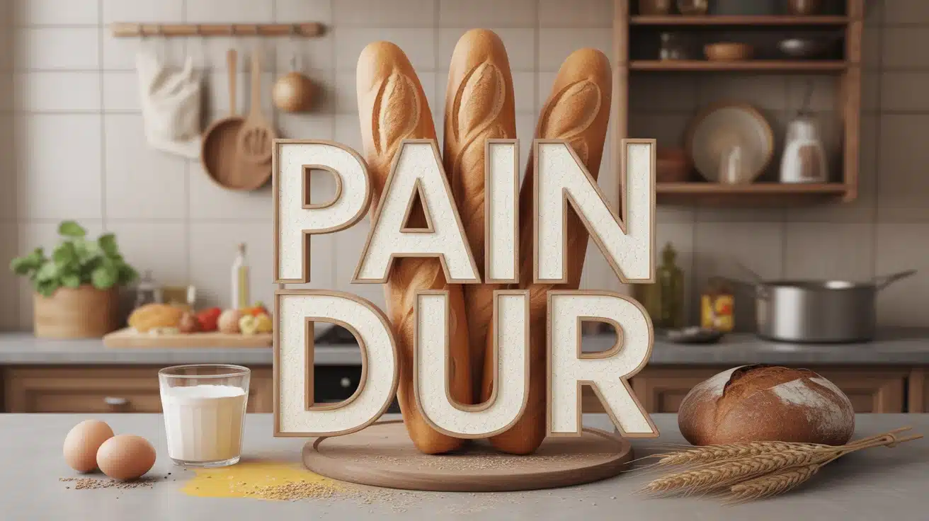 Illustration vectorielle pain dur avec ustensiles et ingrédients naturels