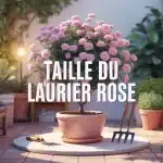 Laurier rose taillé dans un jardin méditerranéen avec outils de taille