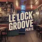 Illustration vintage rock Le Lock Groove Paris bar vinyles 14e