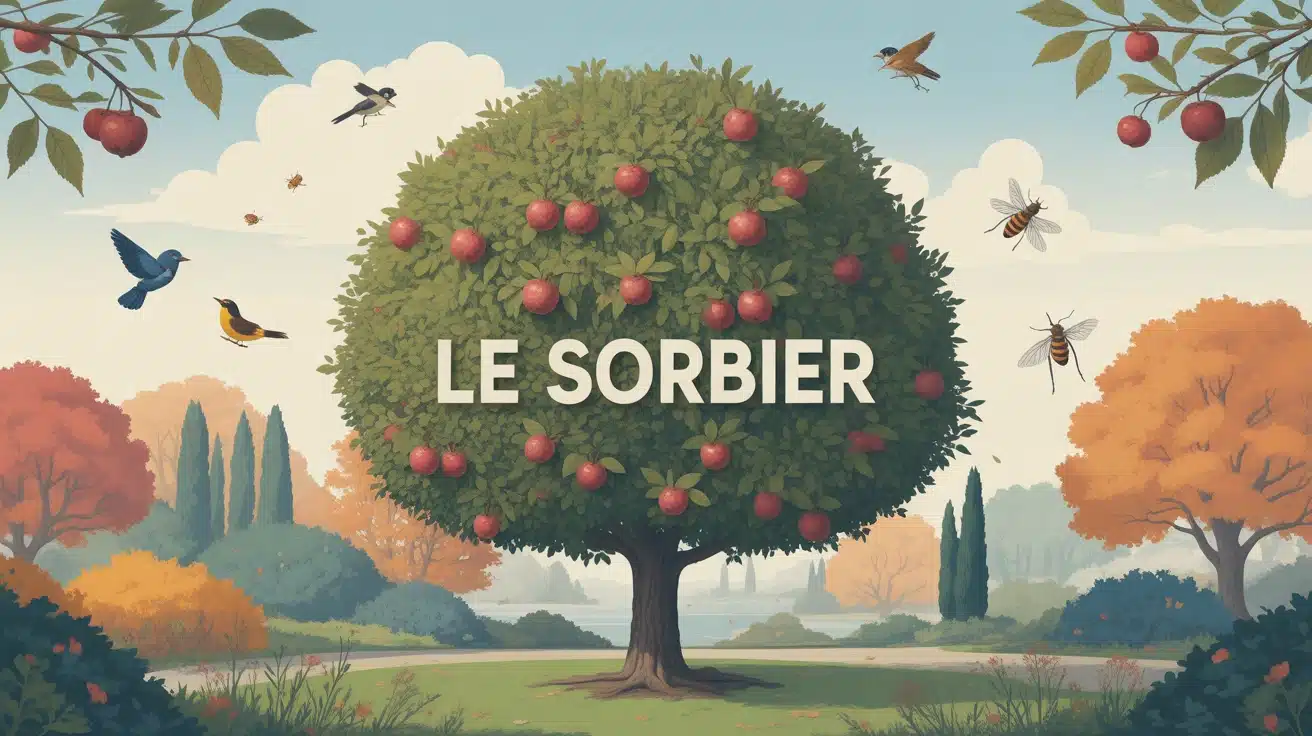 Le sorbier avec ses baies rouges en automne dans un jardin européen