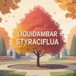 Liquidambar styraciflua feuillage automnal coloré