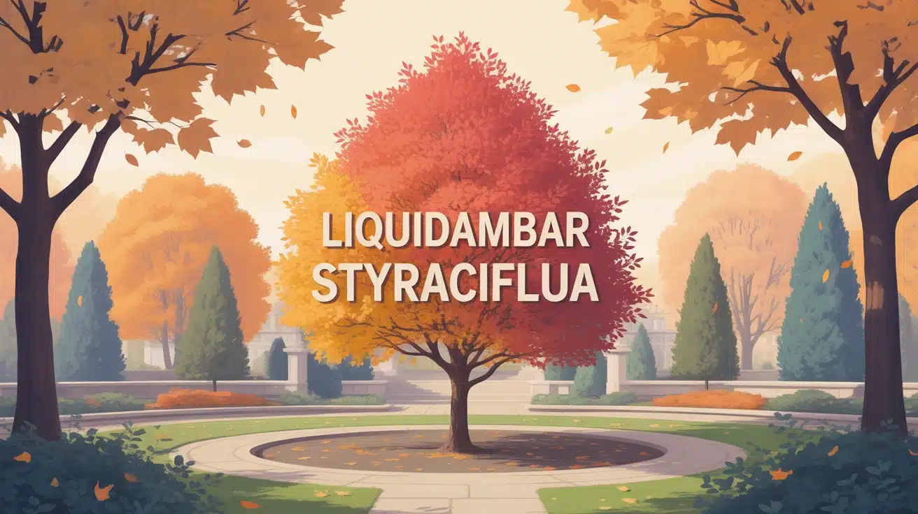 Liquidambar styraciflua feuillage automnal coloré