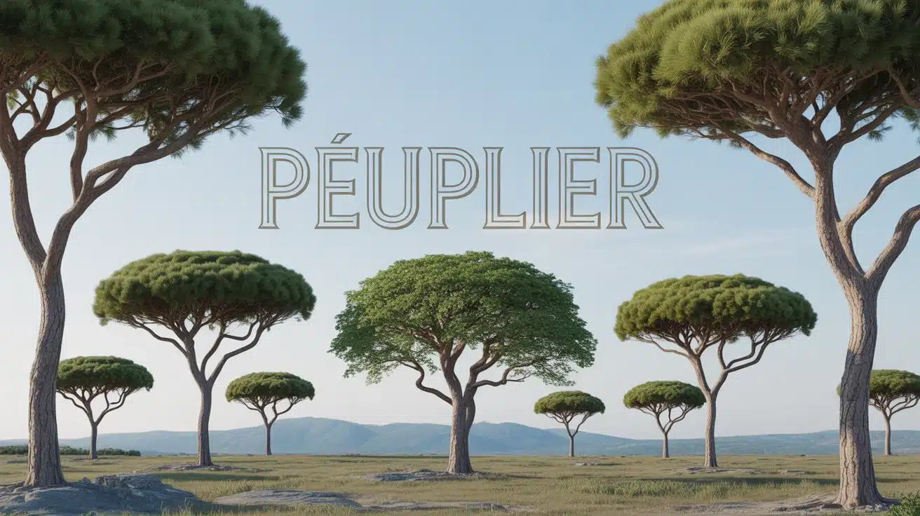 Illustration vectorielle de peupliers en paysage naturel