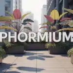 Phormium aux feuilles colorées en jardin urbain
