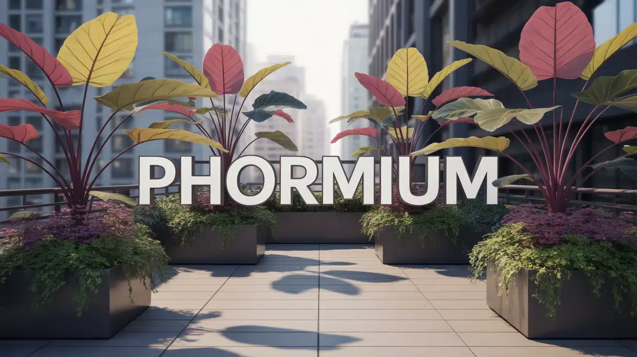 Phormium aux feuilles colorées en jardin urbain