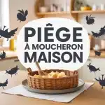 piège à moucheron maison avec vinaigre de cidre dans une cuisine