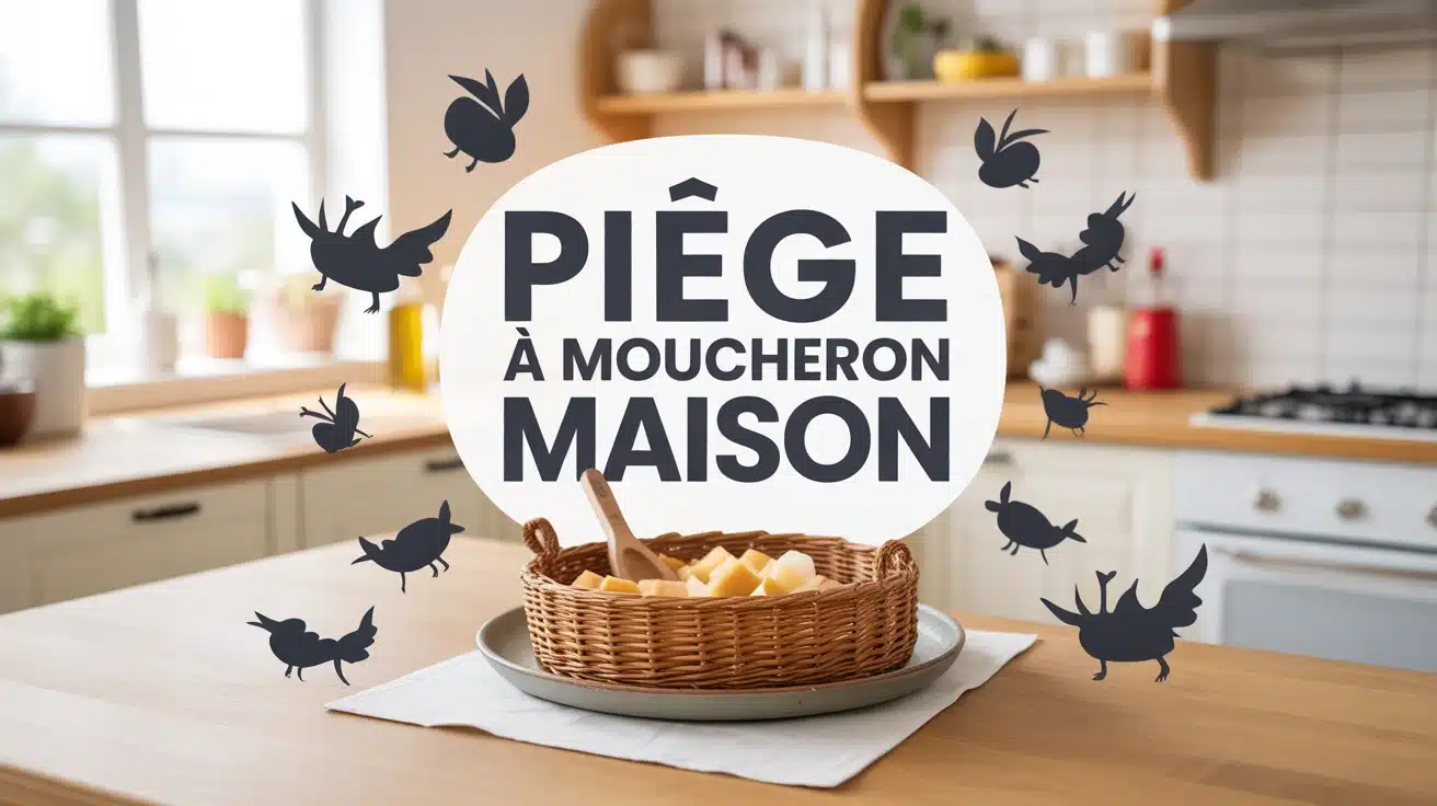 piège à moucheron maison avec vinaigre de cidre dans une cuisine