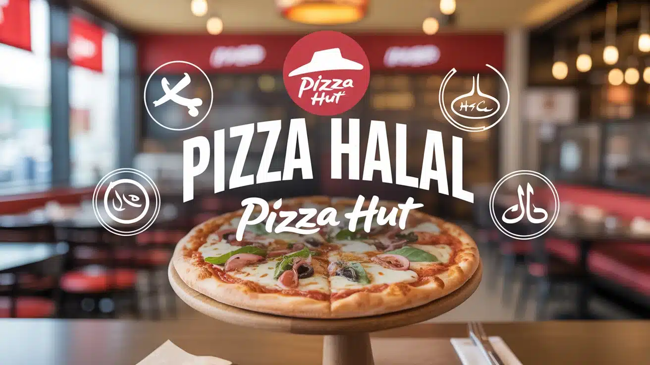 pizza halal Pizza Hut avec certification halal en illustration vectorielle