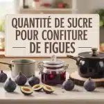 illustration vectorielle de figues et pots de confiture avec texte quantité de sucre pour confiture de figues