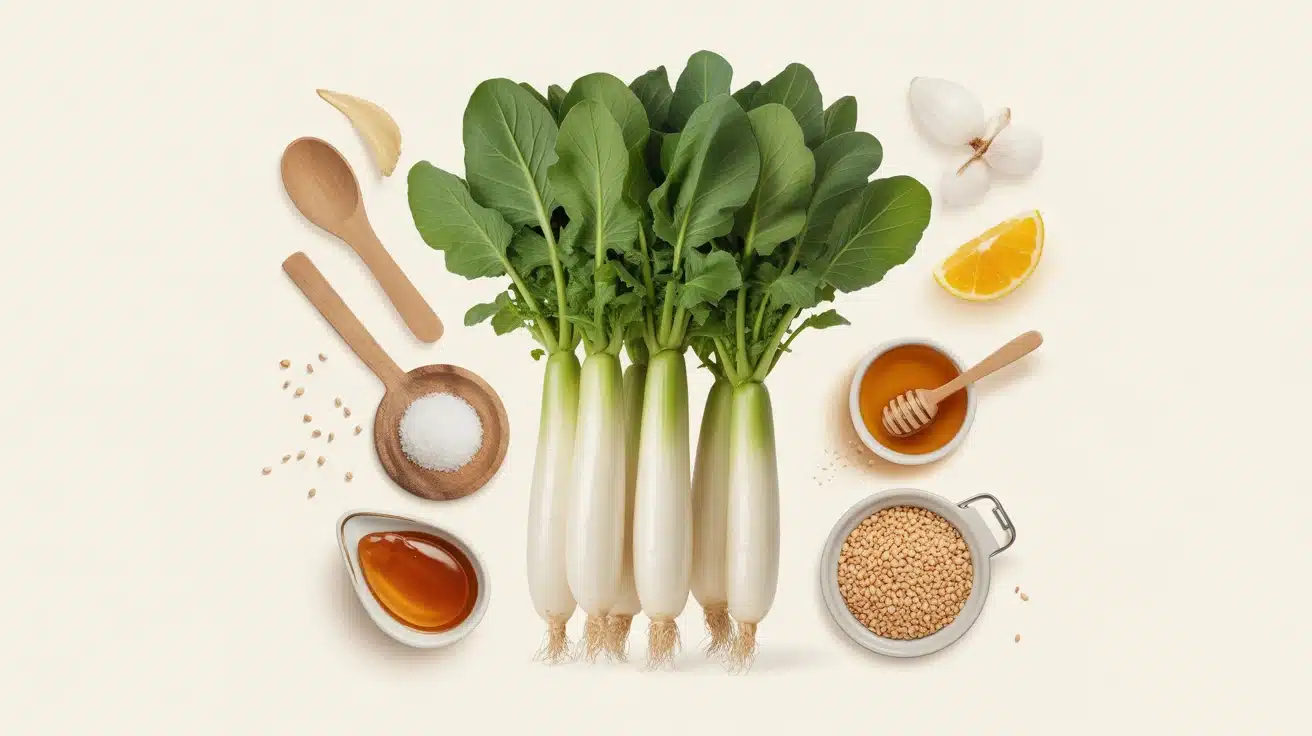 illustration vectorielle radis blanc avec ingrédients culinaires