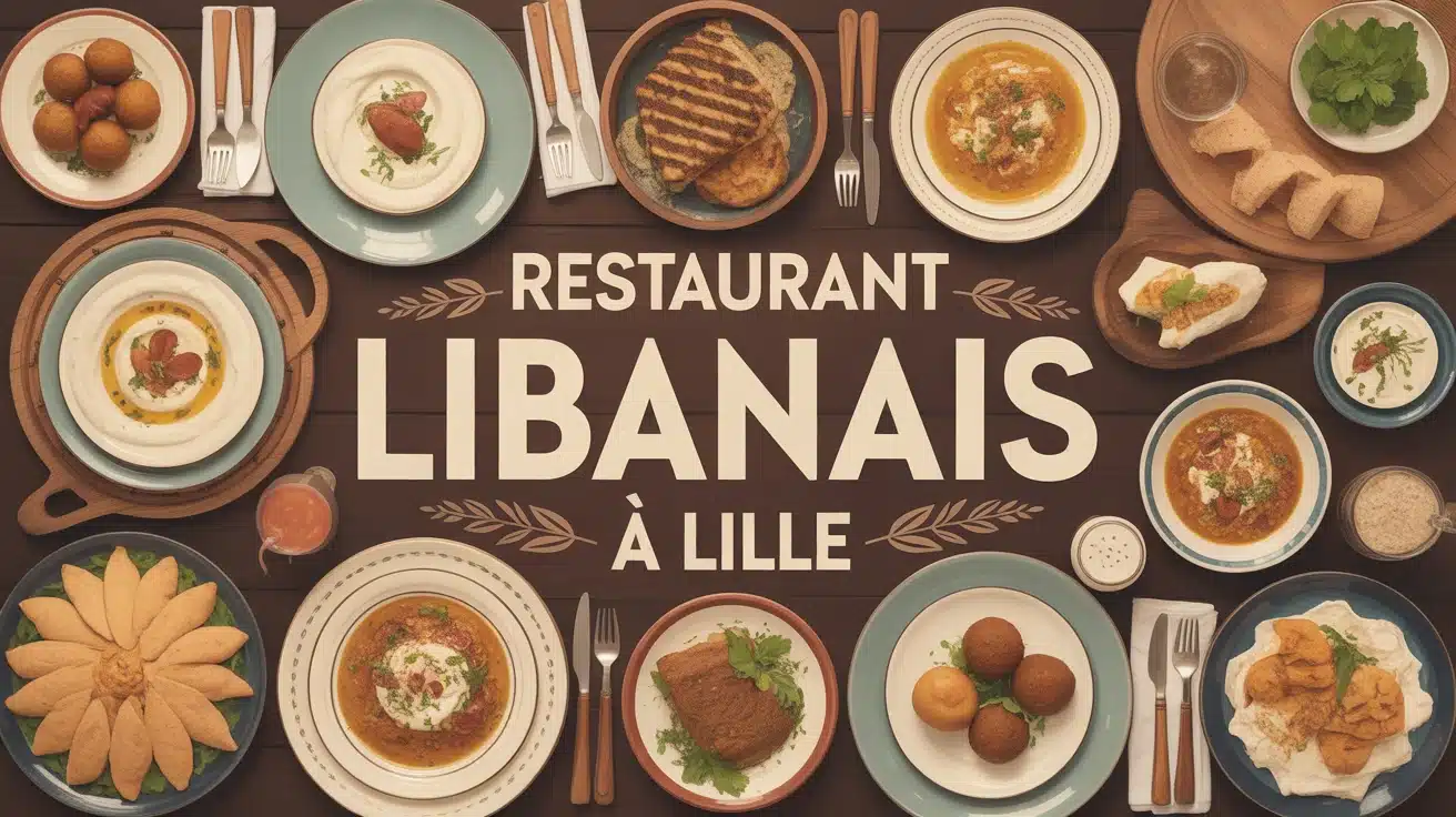 table avec plats traditionnels restaurant libanais à Lille