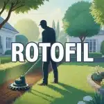 jardinier utilisant un rotofil pour tailler les bordures