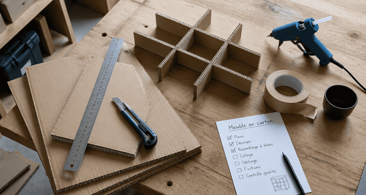meuble en carton fabrication atelier triple cannelure