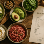aliments pauvre en glucide sur table rustique