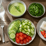 aliments faibles en calories tranches concombre courgette poisson