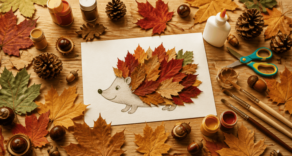 bricolage automne maternelle feuilles hérisson