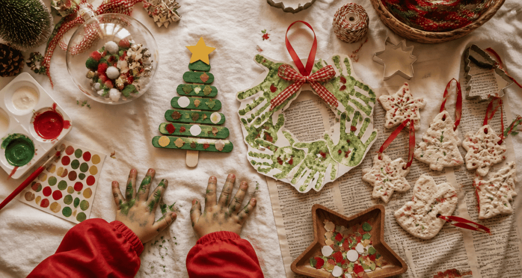 bricolage de noël pour petit de 2 ans sur table