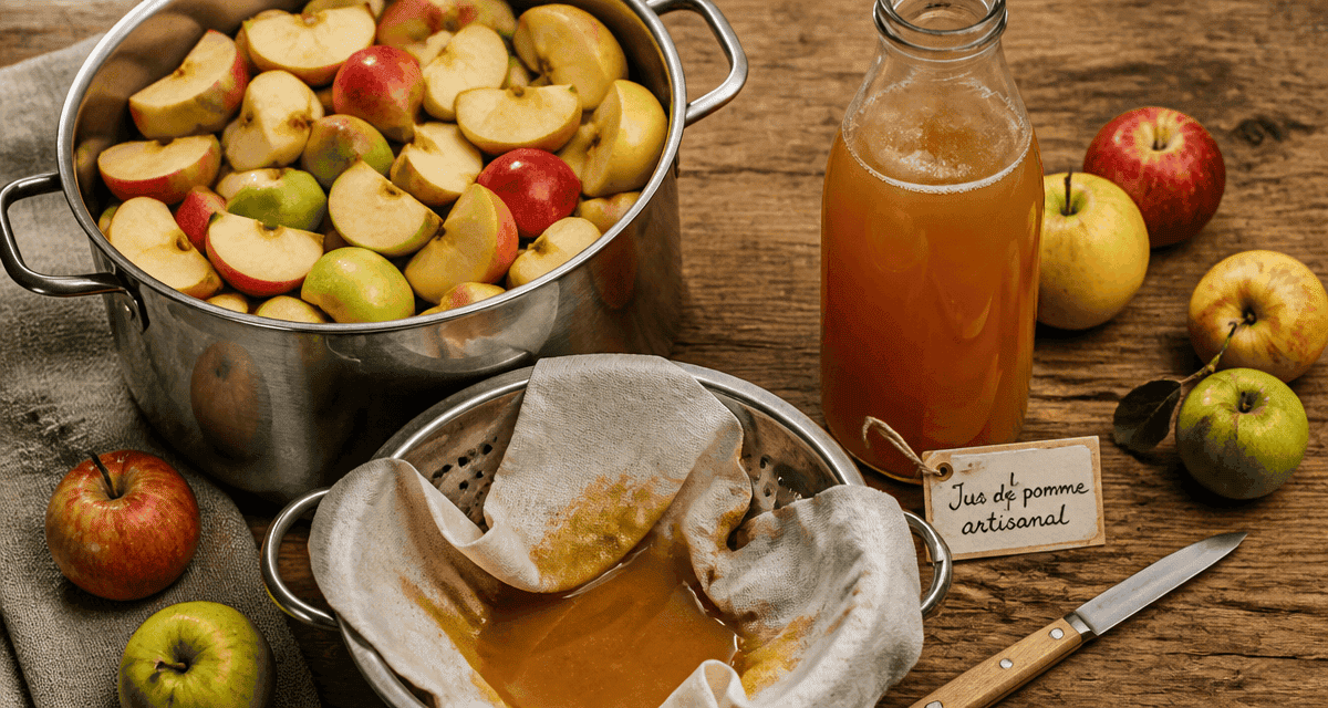 comment faire du jus de pomme sans appareil marmite pommes filtration