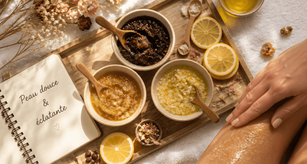 comment faire un gommage corps maison bol ingrédients naturels
