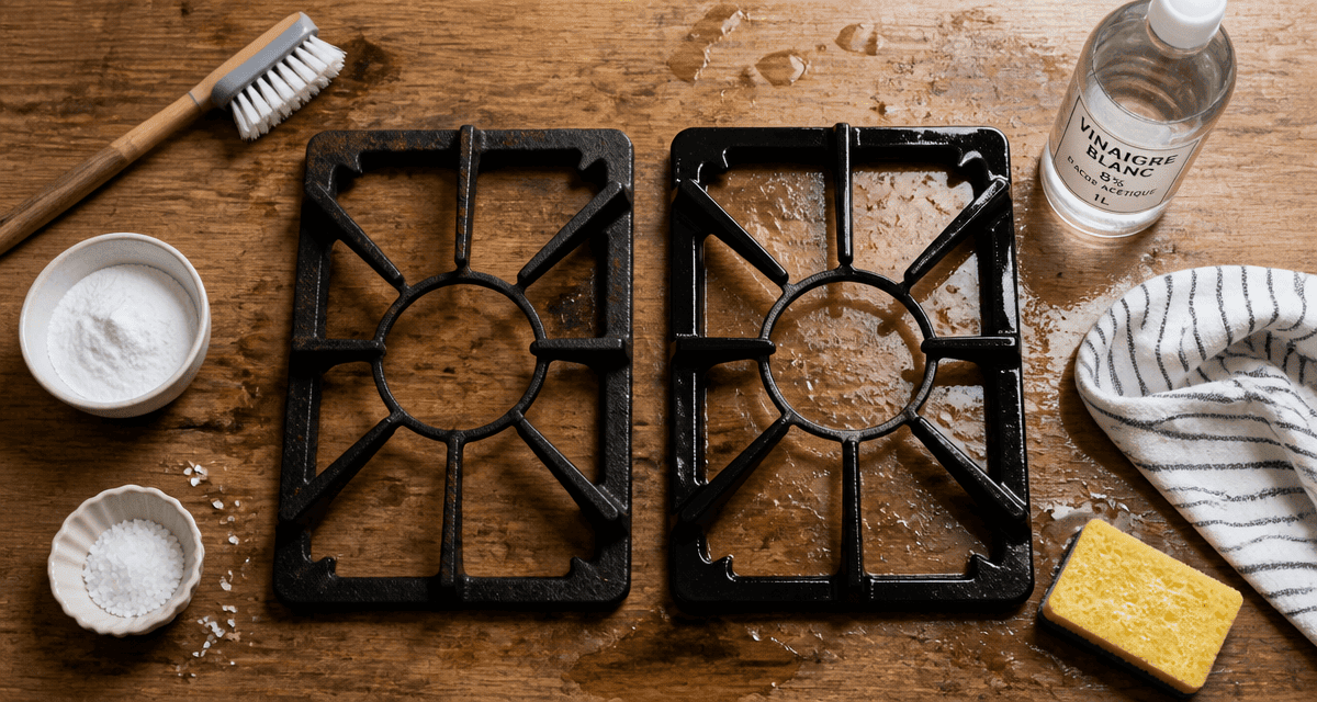 Comment nettoyer des grilles en fonte d'une plaque de cuisson avec produits naturels