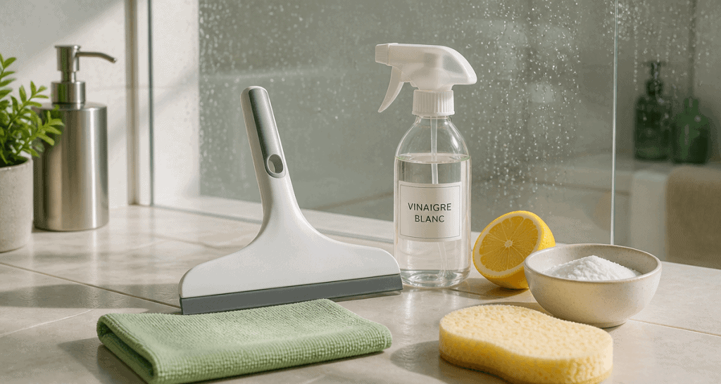 Enlever le calcaire sur les parois de douche avec vinaigre citron bicarbonate