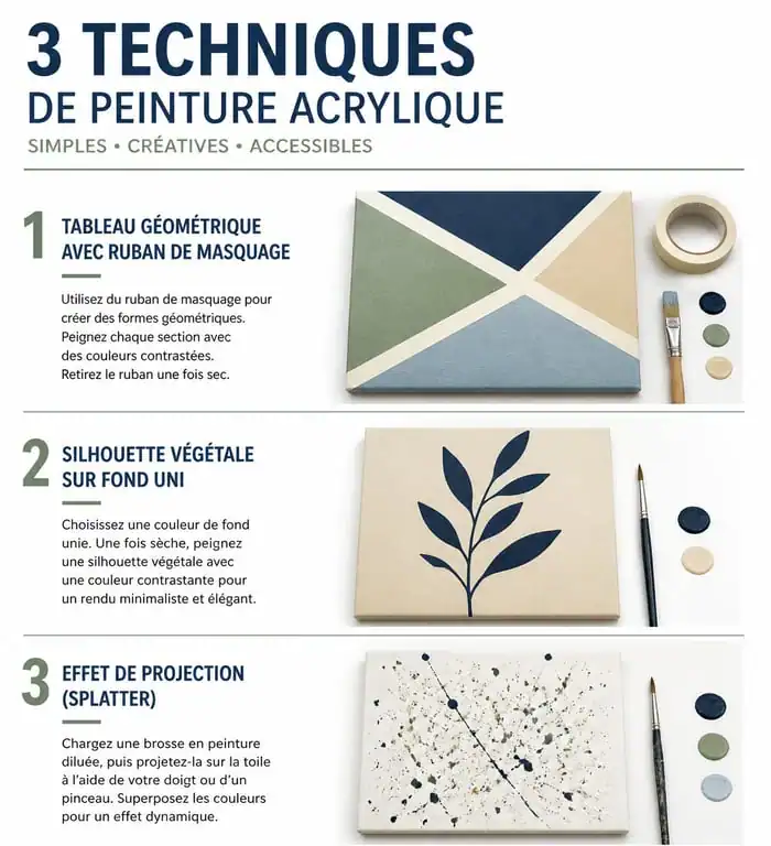 Exemples de tableaux faciles à faire pour débutants en peinture acrylique
