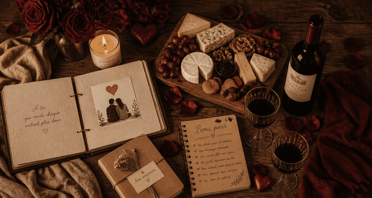idee saint valentin table romantique avec fromage et vin