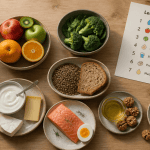 Les 7 groupes d aliments tableau sur une table