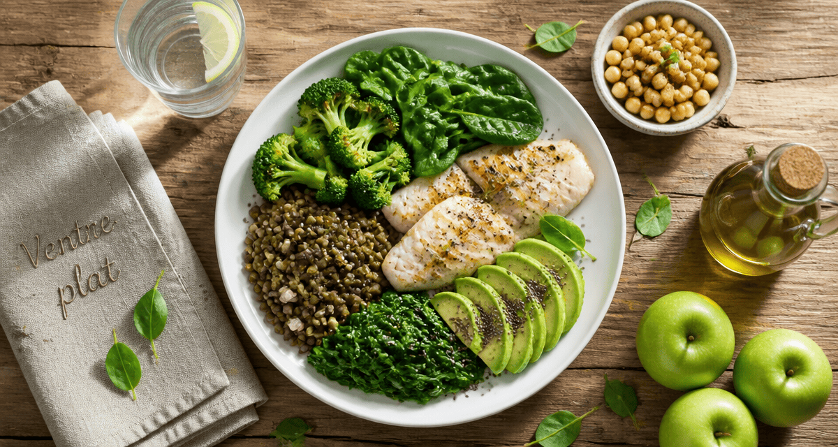 Maigrir du ventre alimentation, assiette aliments ventre plat