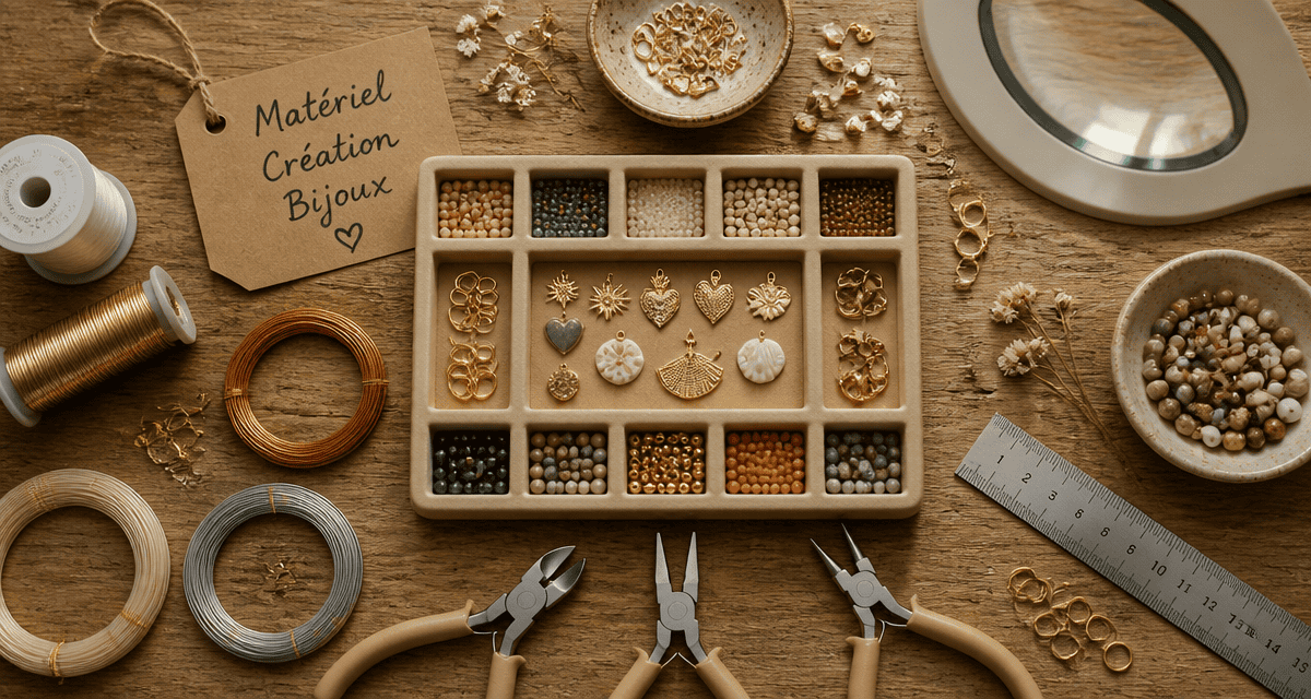 materiel pour creation bijoux plateau avec pinces et apprêts