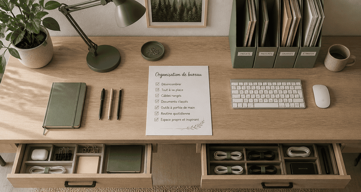 organiser un bureau vue flat-lay zen