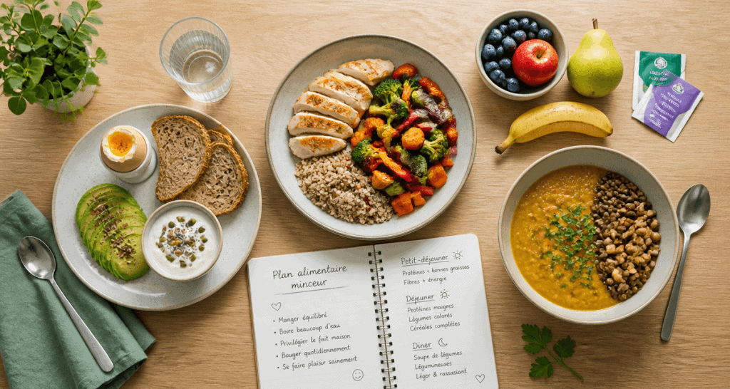 plan alimentaire pour perte de poids avec assiettes équilibrées